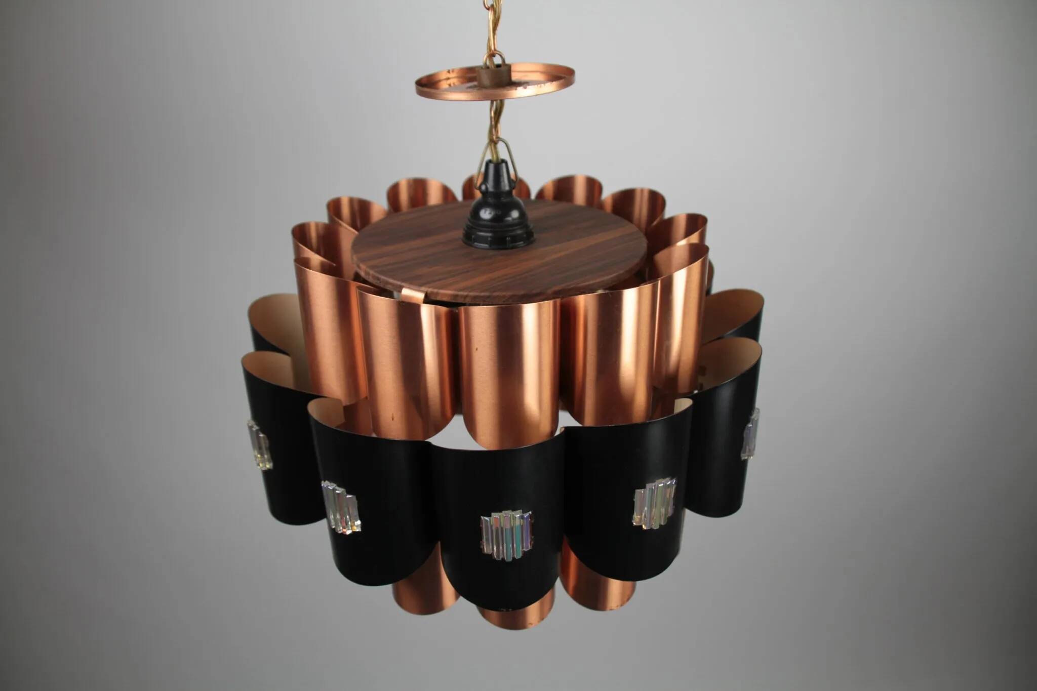 Copper & Black Pendant Lamp by Werner Schou for Coronell Elektro — Denmark, 1960s