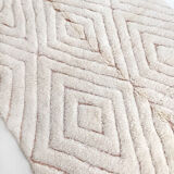 Moroccan Berber carpet blessed ouarain ecru with pink diamonds engraved 288x194cm