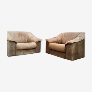 Pair of armchair heater leather havana 70"