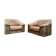 Paire de fauteuil chauffeuse cuir havane 70"