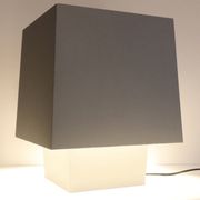 Grey metal cubic design lamp, coloured filters and Japanese signature.