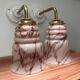 Pair of marbled pink opaline wall lights