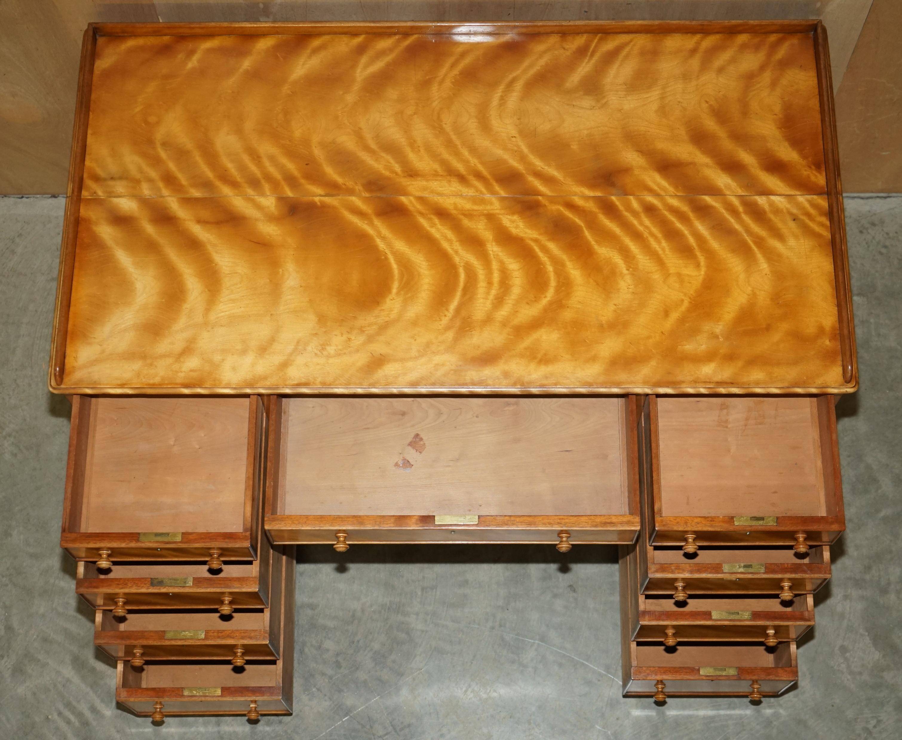 Victorian pedestal desk by Morris & Co circa 1880 in satinwood.