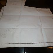 ensemble  nappe lin  et 12 serviettes tables  lin brodees anciennes