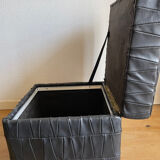 Pouf coffre en cuir noir de Sède