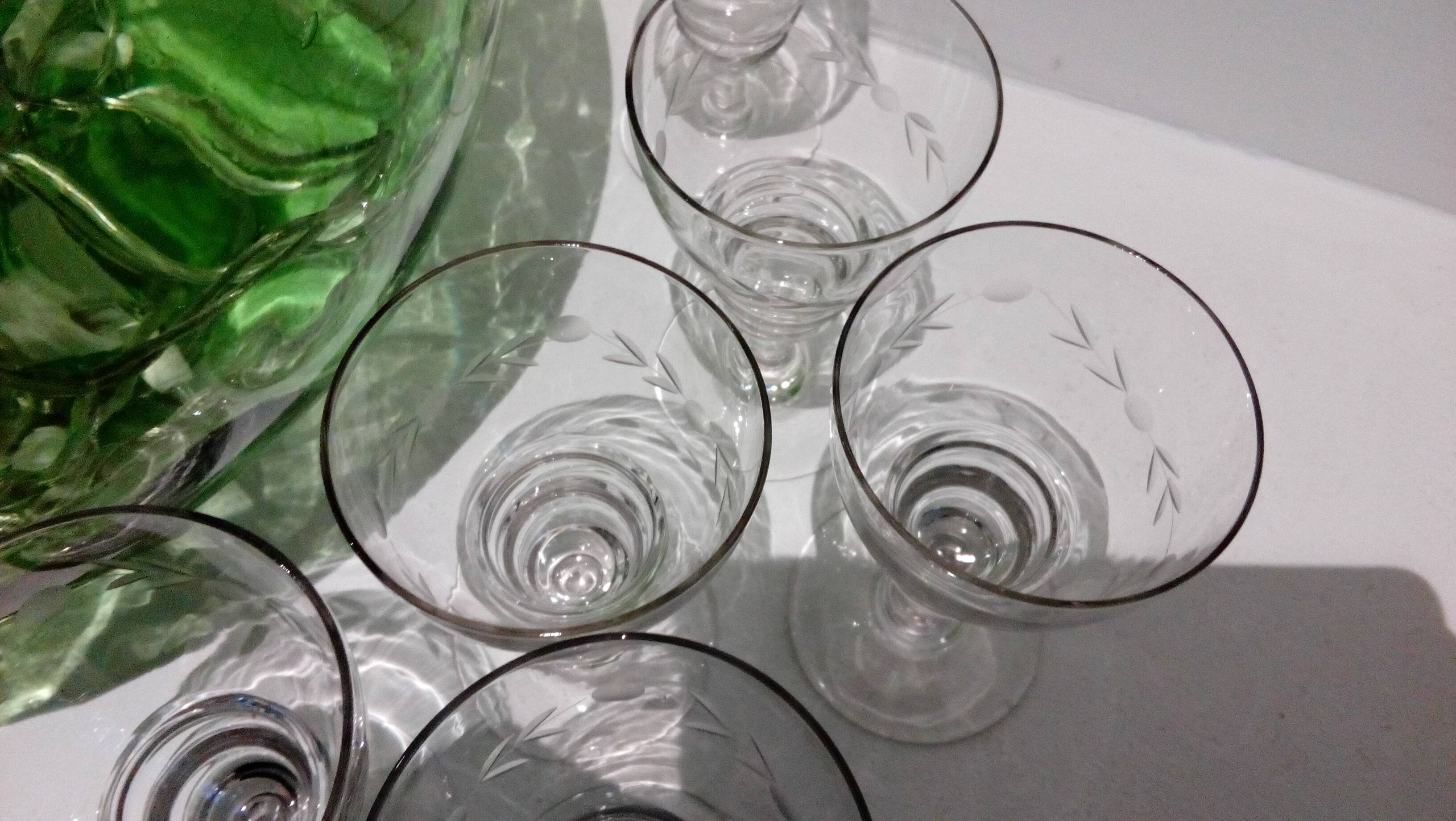 Set of 6 bistro glasses in cut glass