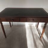 wooden desk, green leather top