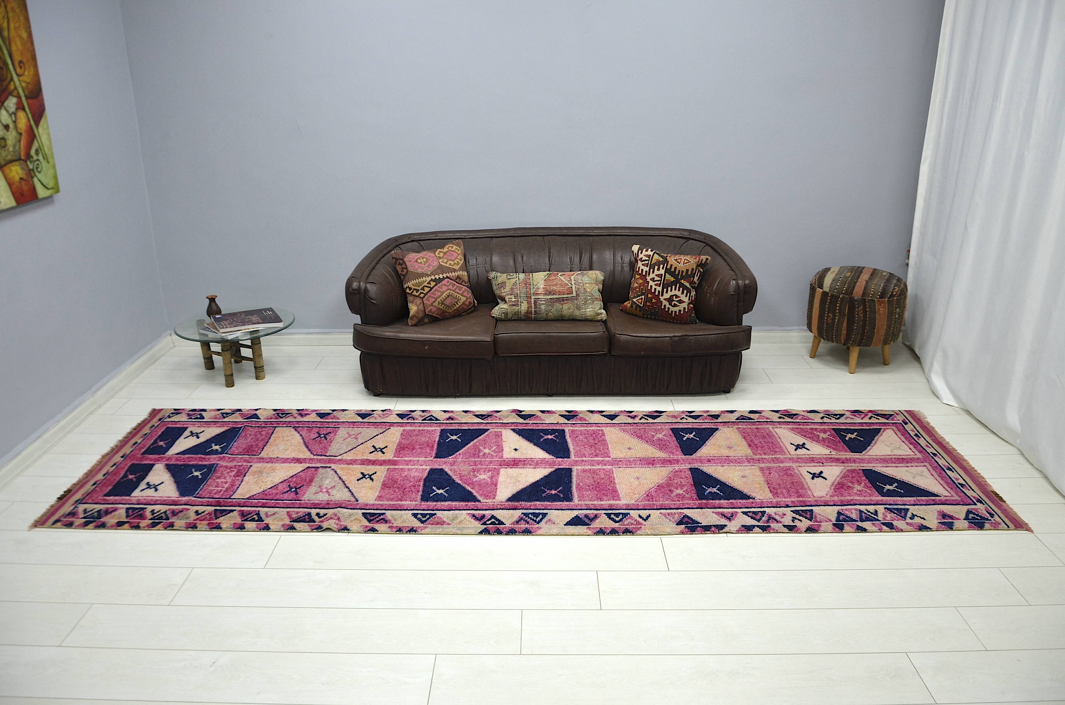 Pink & Dark Blue Anatolian Runner sku 2269.