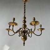 Small golden Dutch chandelier with 6 arms of light