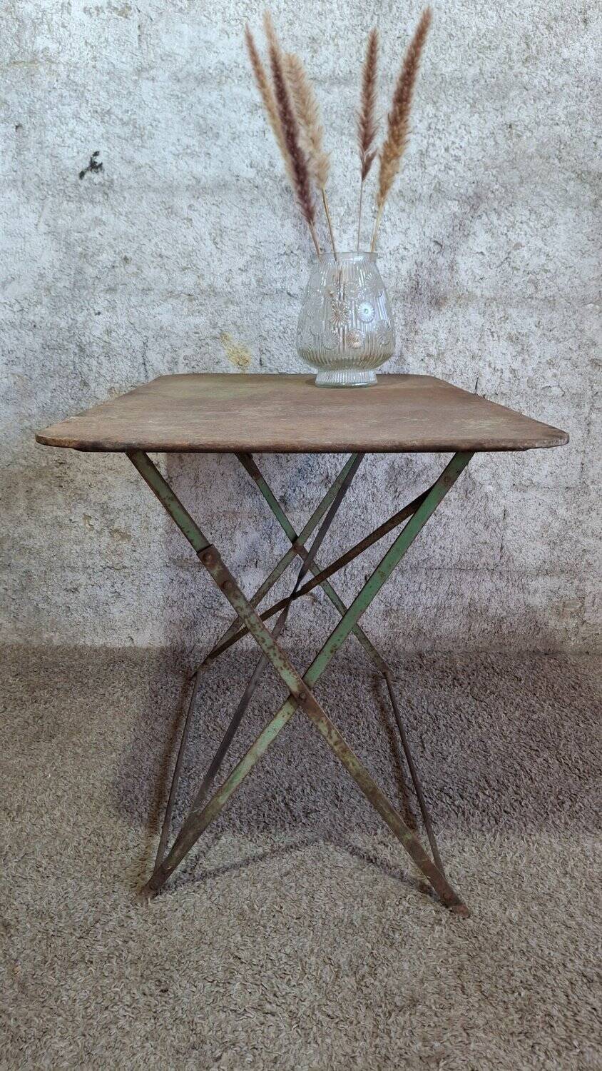 Table de jardin pliante bistrot fer vintage début XXe