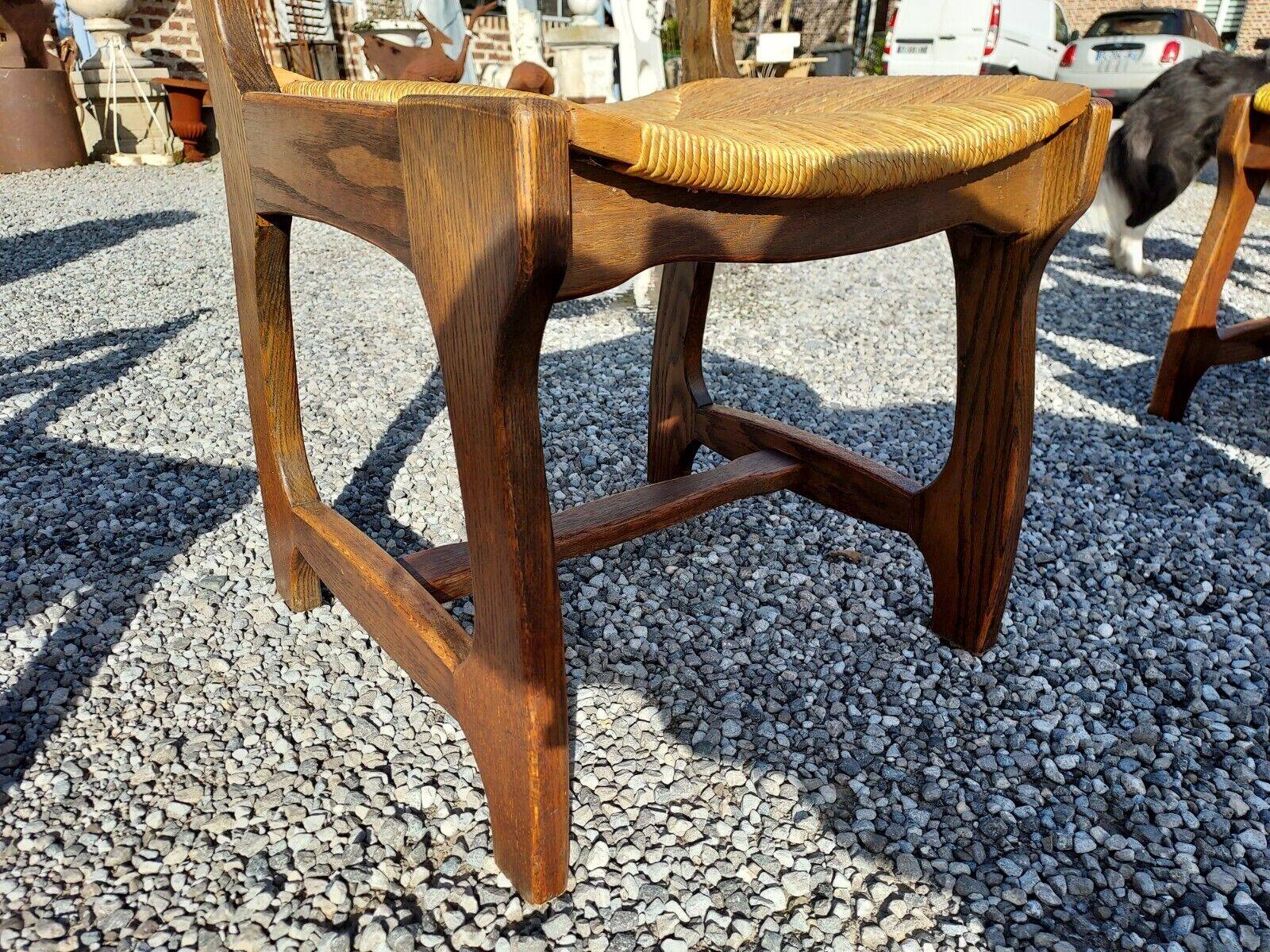 chaises vintage en chêne GUILLERME & CHAMBRON