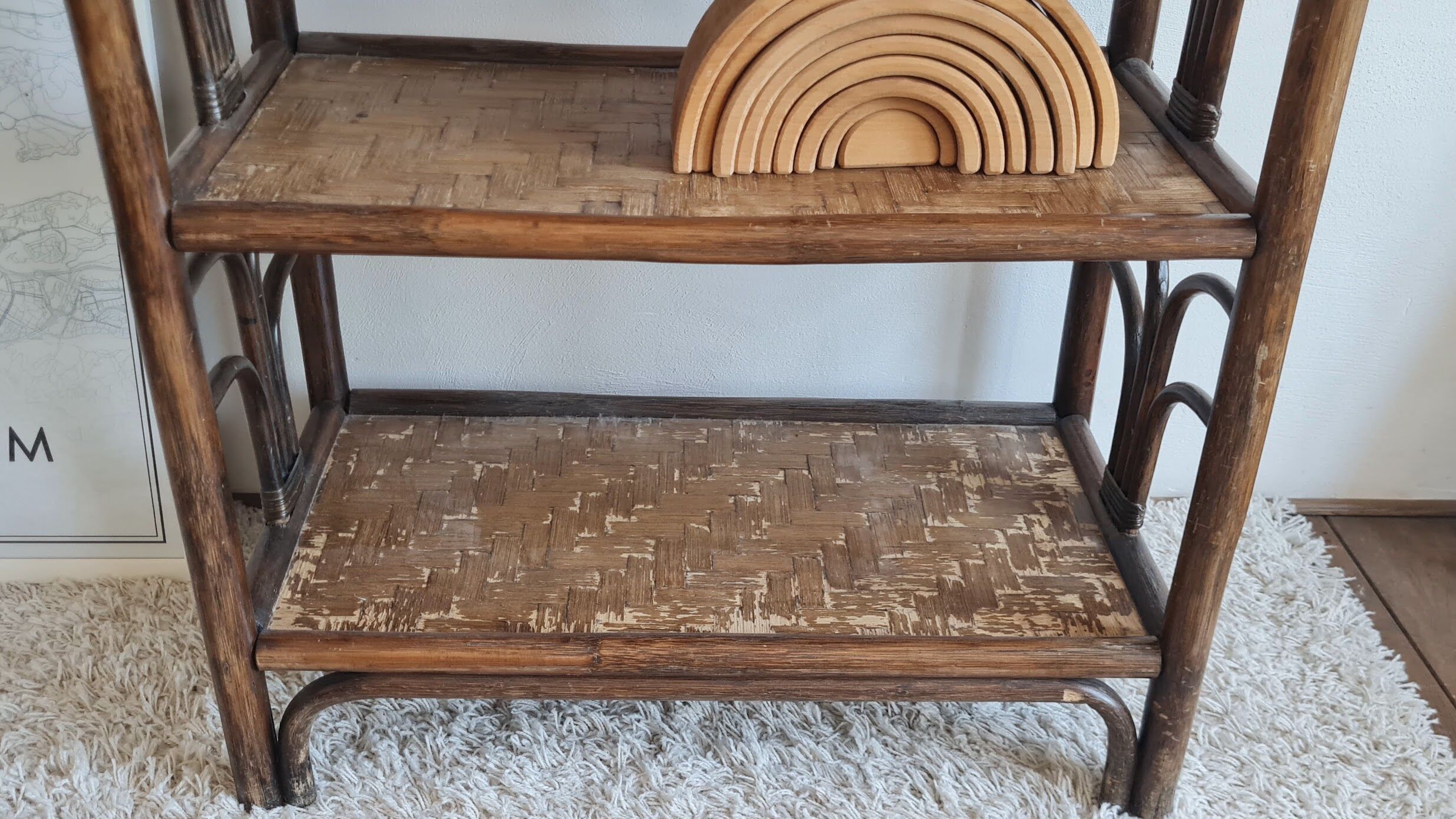 Vintage rattan library from the 70s