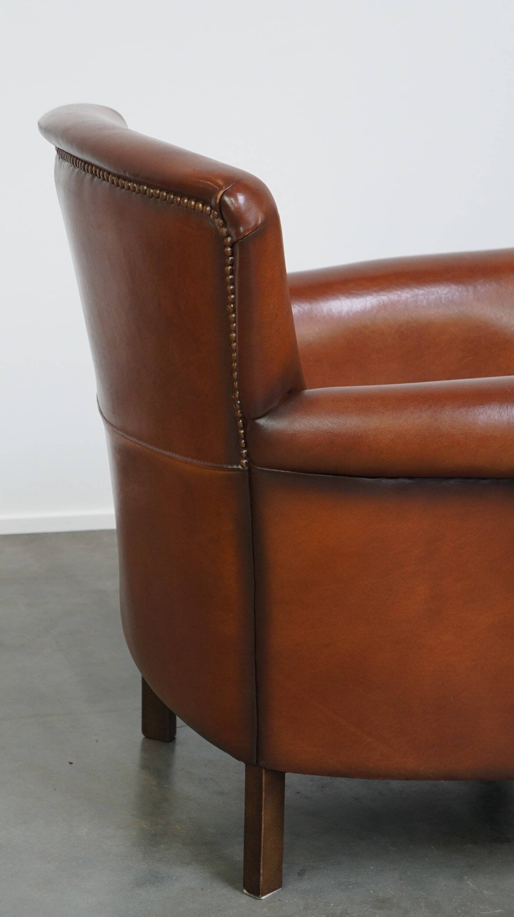 Classic brown sheepskin armchair