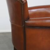 Classic brown sheepskin armchair