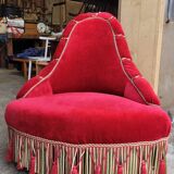 Fauteuil crapaud d'angle en velour époque Napoléon iii