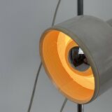 Vintage adjustable floor lamp, chrome and pressed moulded beige ABS, France 1970.