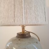 Vintage enamelled stoneware lamp with rope lampshade
