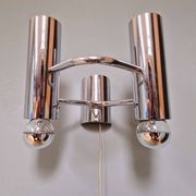 Double wall light in chrome metal, Gaetano Sciolari, 1970.