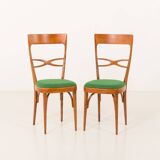 Italian mid-century chairs in walnut and wool