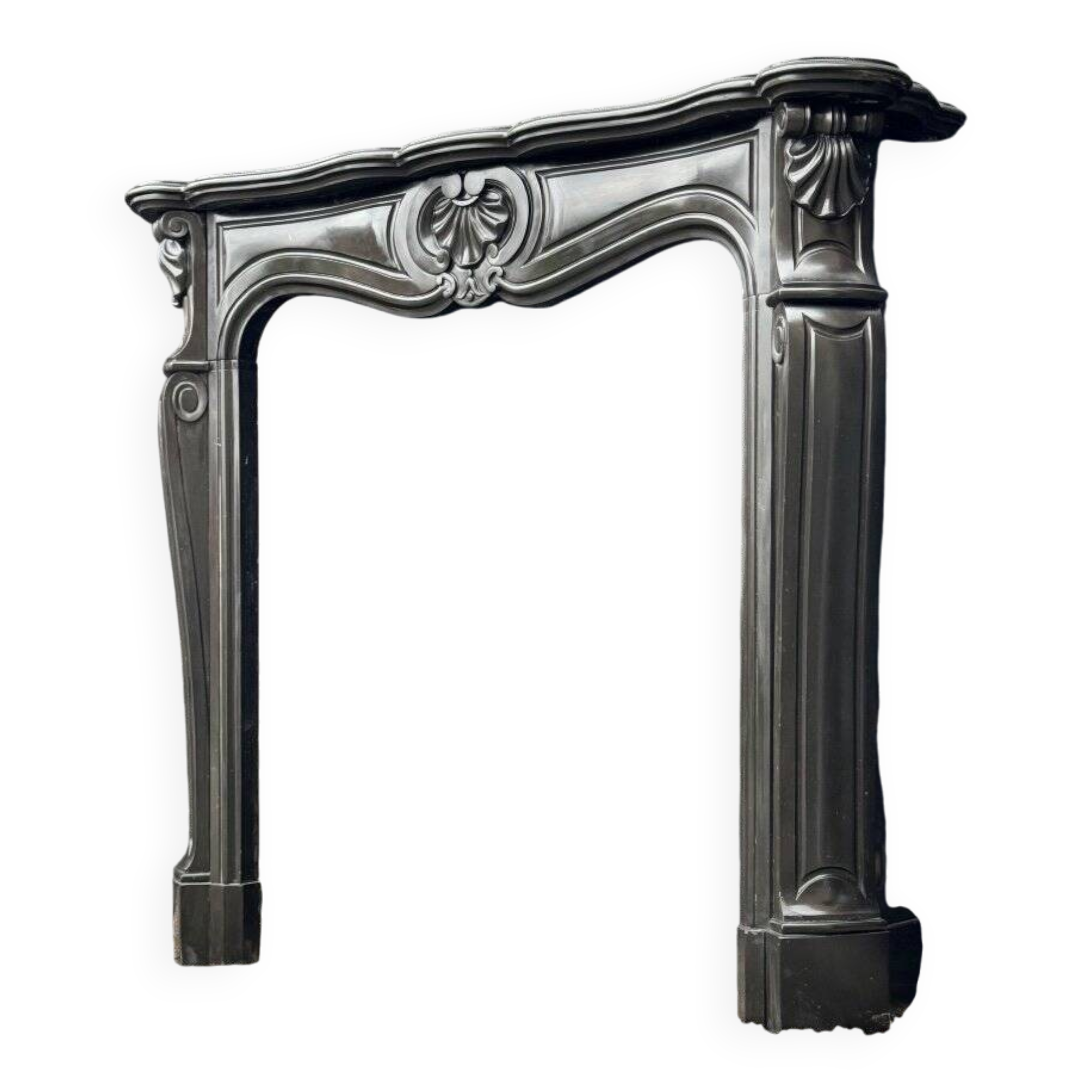 Louis XV style fireplace in black Belgian marble circa 1880