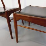Pair of vintage Scandinavian teak and skai chairs from the 50s and 60s