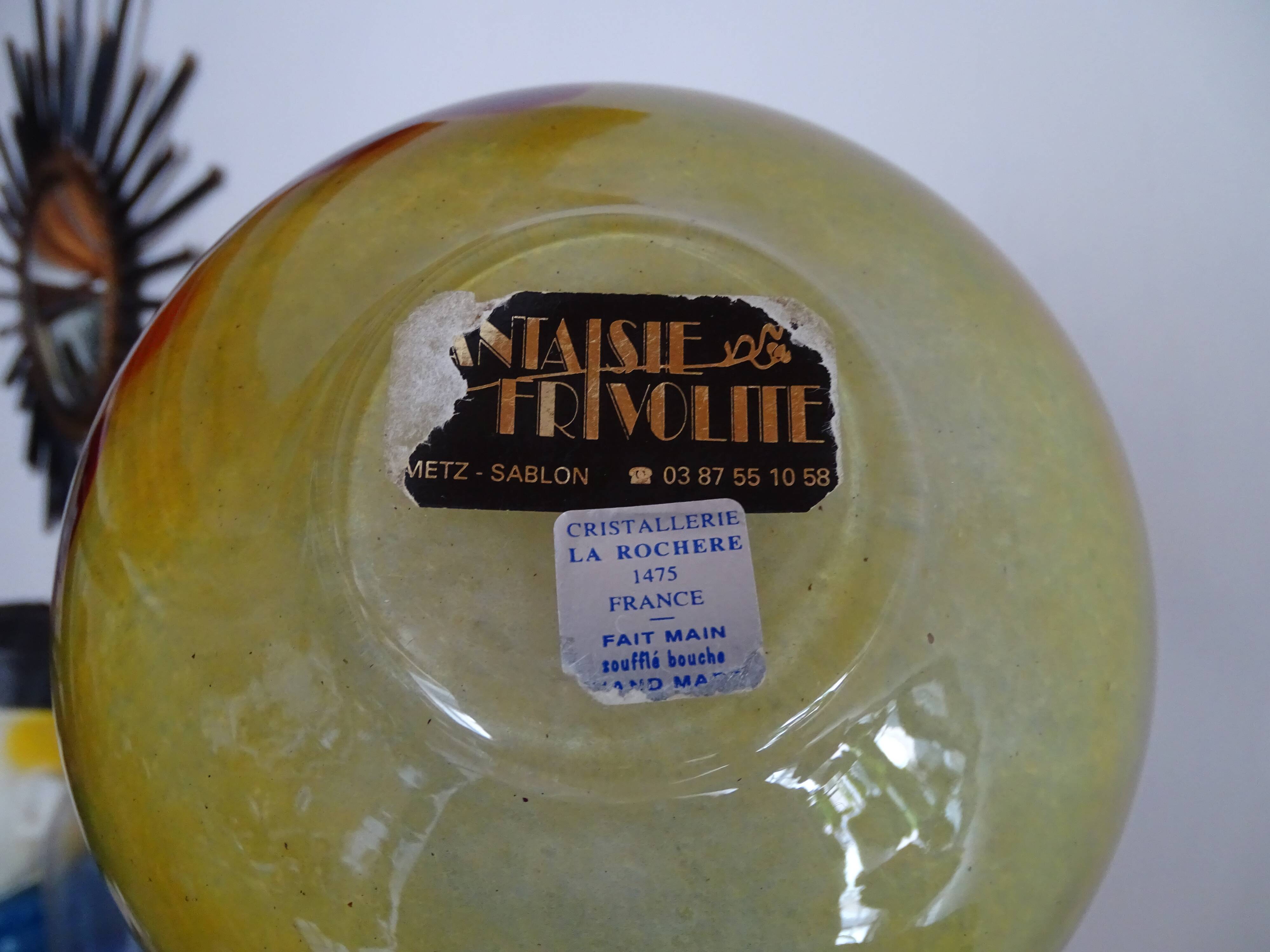 LA ROCHERE crystal vase, multi-layered blown glass, 20th century, labeled