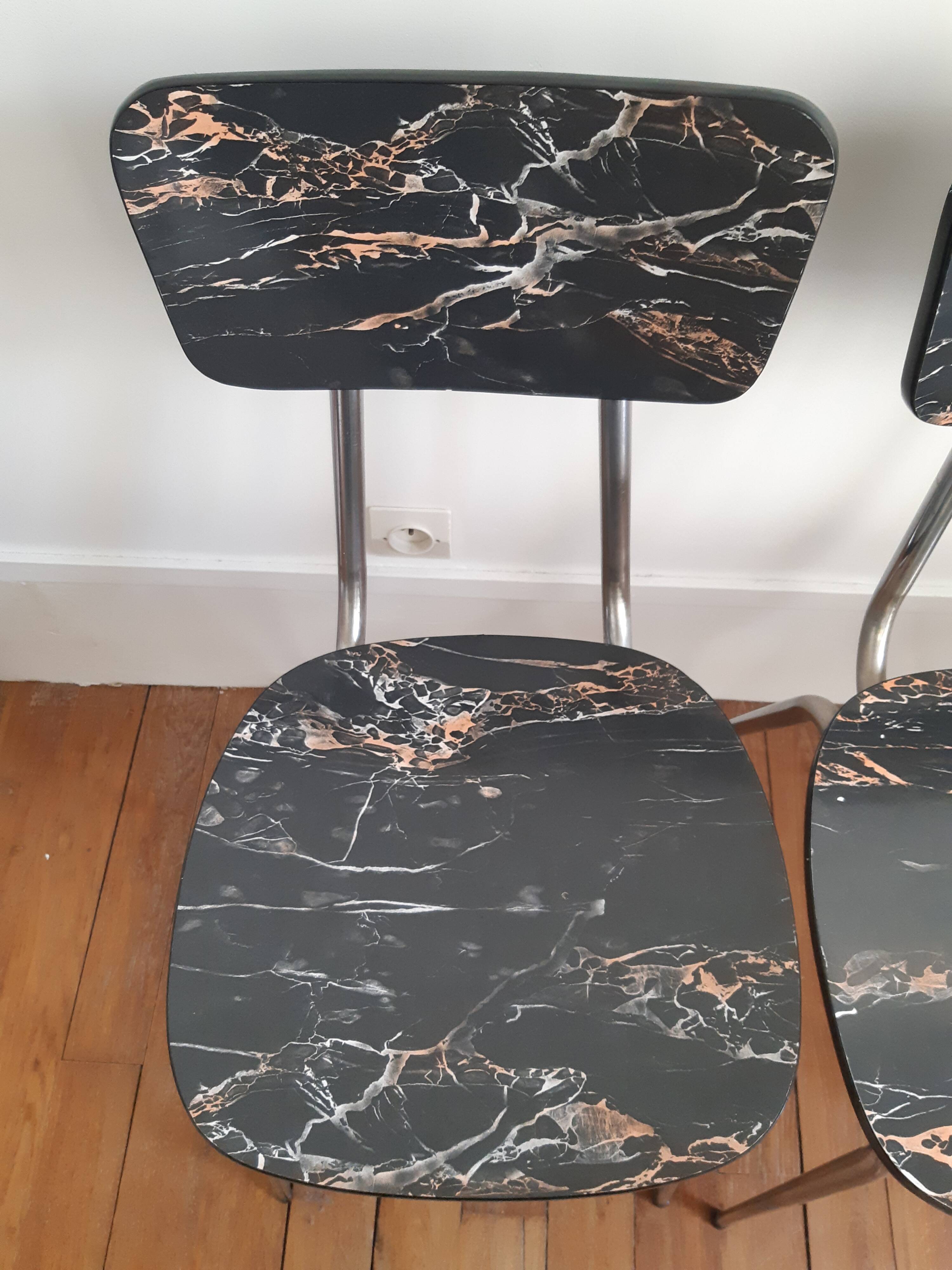 Set of 4 formica chairs signed roc