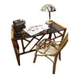 Bureau en rotin vintage