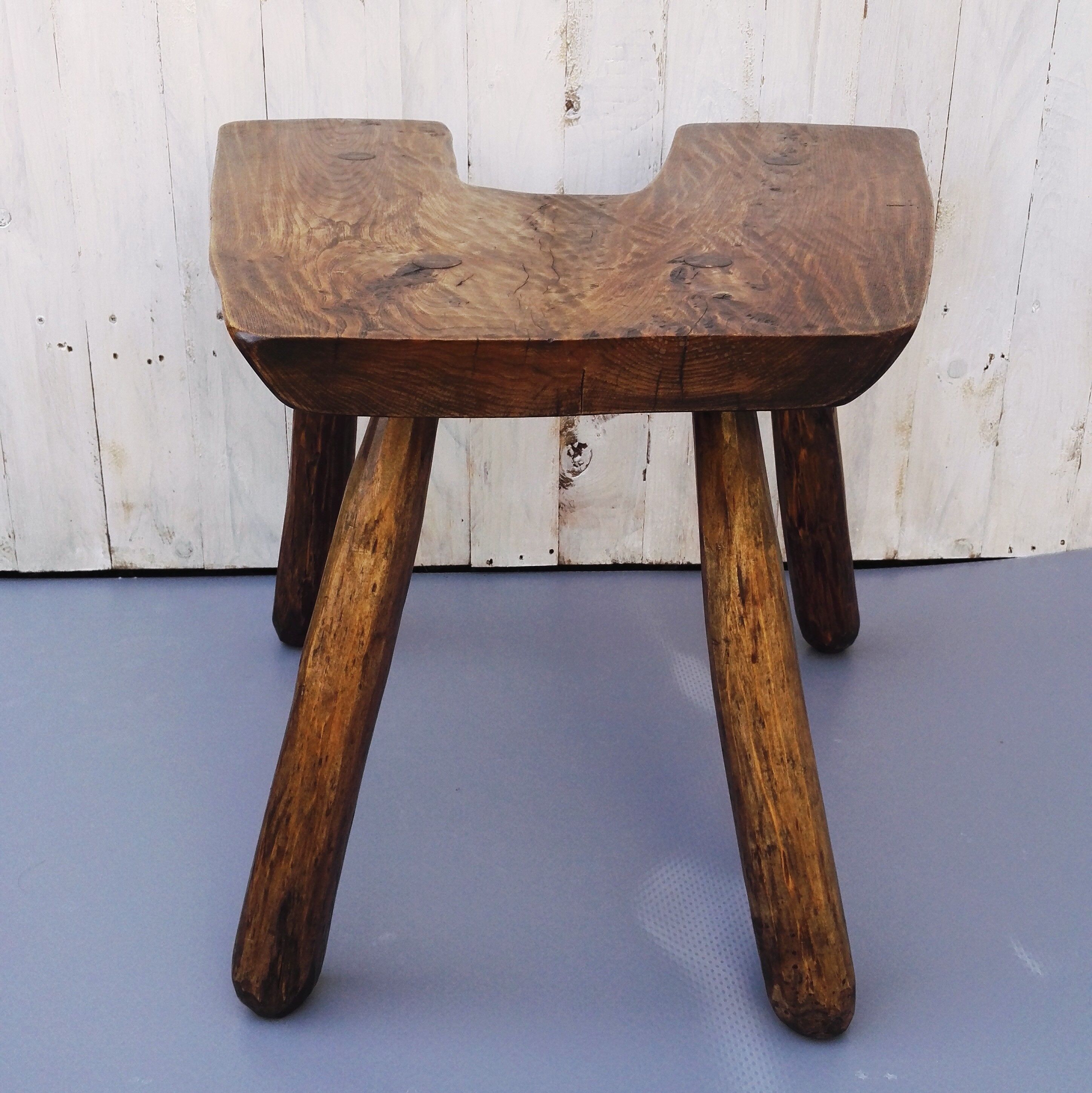 Table and 3 stools brutalist design ash