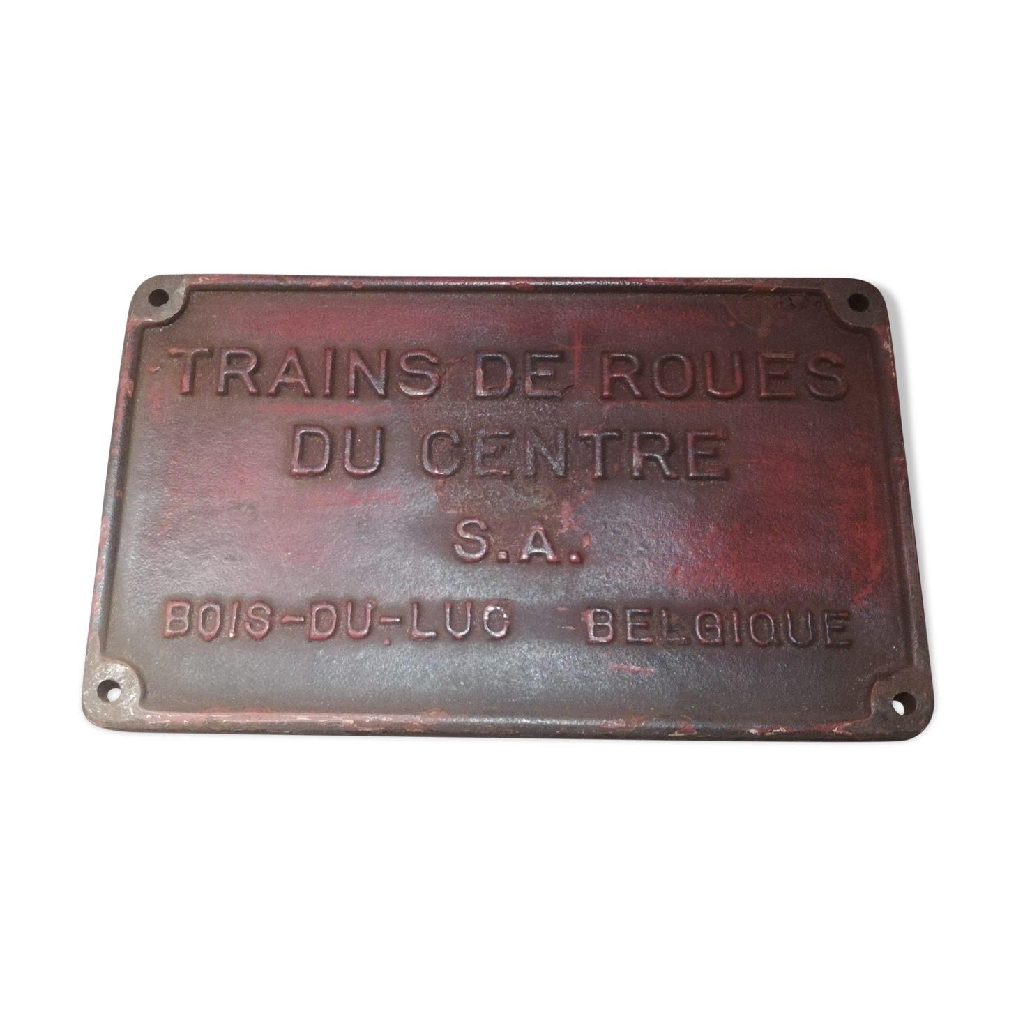 Cast iron railroad plate "Wheelset of the center s.a Belgium"