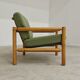 Pair of chalet style armchairs in green fabric