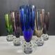 Set of 6 vintage coloured glass champagne coupes