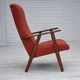 1970s, Danish highback armchair, furniture wool, teak wood, oak wood.