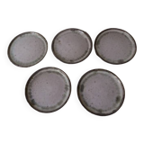 Lot de 5 assiettes à dessert en grès émaillé gris bleuté