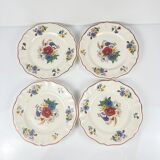 Set of 4 flat plates "Agreste", Sarreguemines, first half of the 20th century.