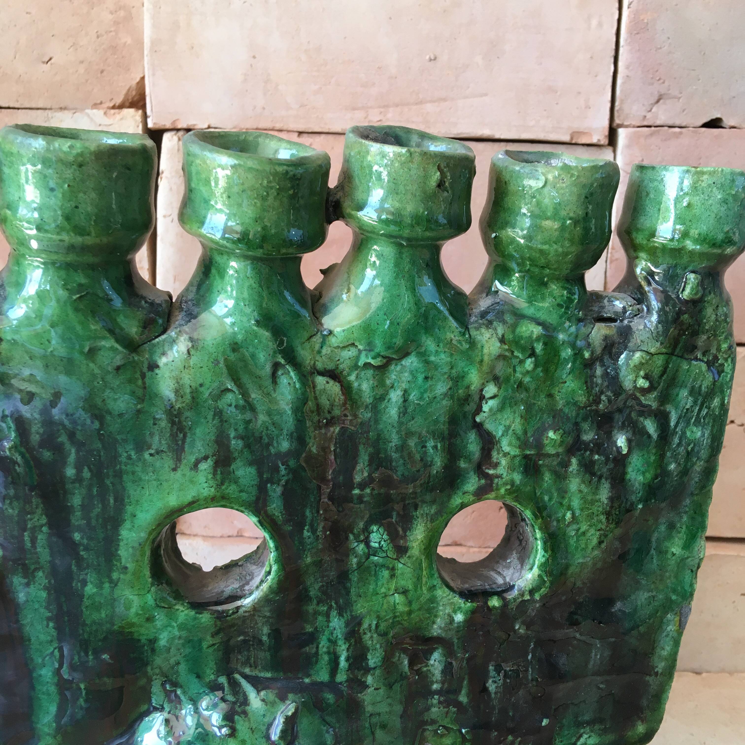 Tamegroute pottery menorah candle holder