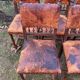 5 chaises Henri II en bois massif et cuir néo renaissance XIXème siècle