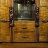 Sideboard in a row, Art Deco period, in walnut.
