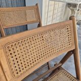 Set of 4 vintage Italian folding chairs in cane 1970s