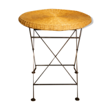Rattan folding table & metal