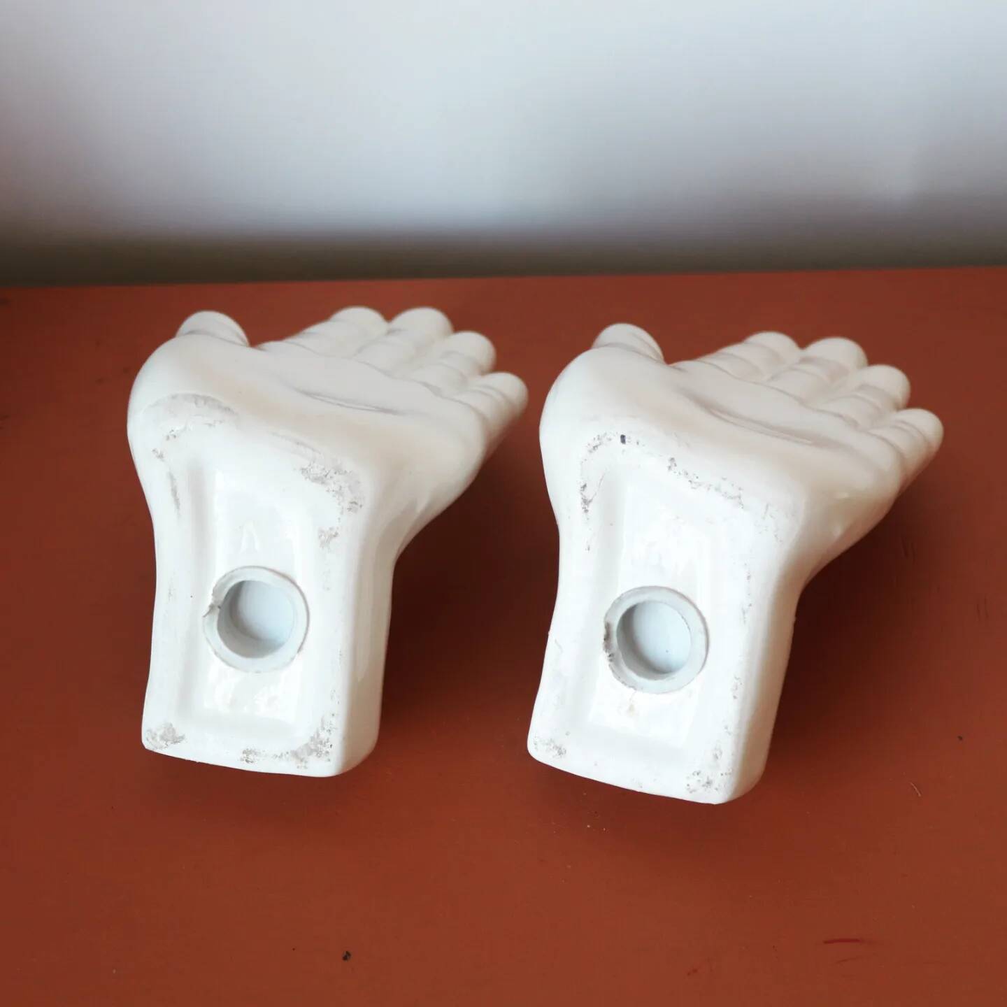 Pair of 80s ceramic hand bookends