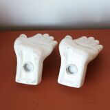 Pair of 80s ceramic hand bookends