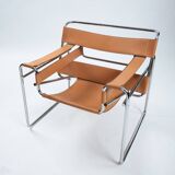 Wassily chair by Marcel Breuer, in brown leather, Italy, 1980s