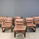 Asko Pajamies vintage leather plywood chairs from Finland, set of 6 - 1970s