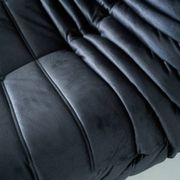 Togo set of chair and pouf in black shiny velvet