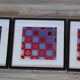 Trio Vintage Optical Art Tableaux - Victor Vasarely - Frames 40x40cm