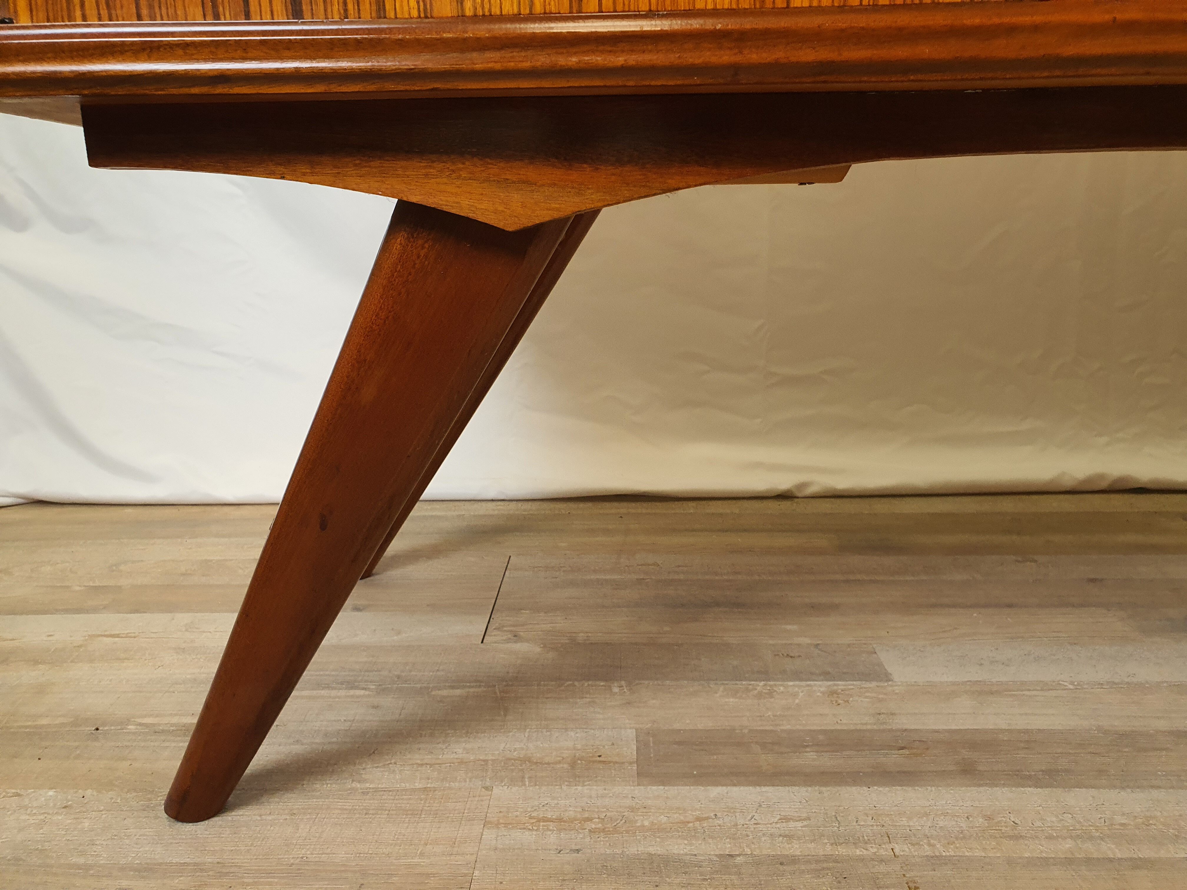 1960s sideboard with decorated doors in wood and brass