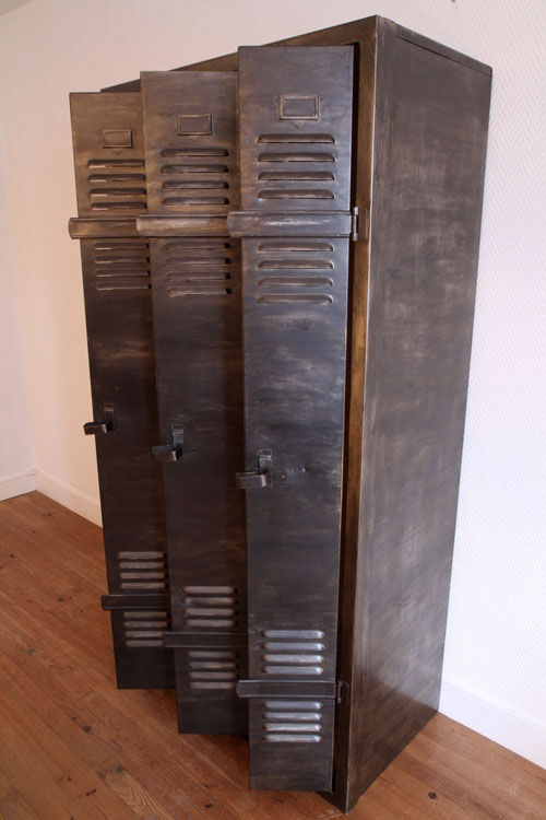 Former locker room metal industrial 3 doors.