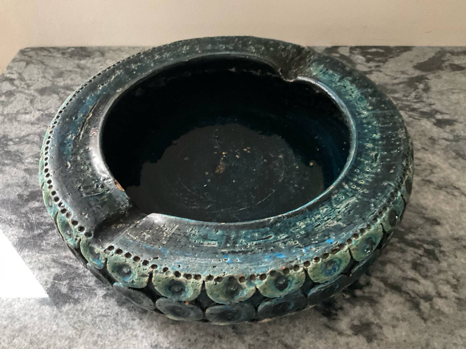 Large Bitossi-Aldo Londi ashtray in glazed ceramic