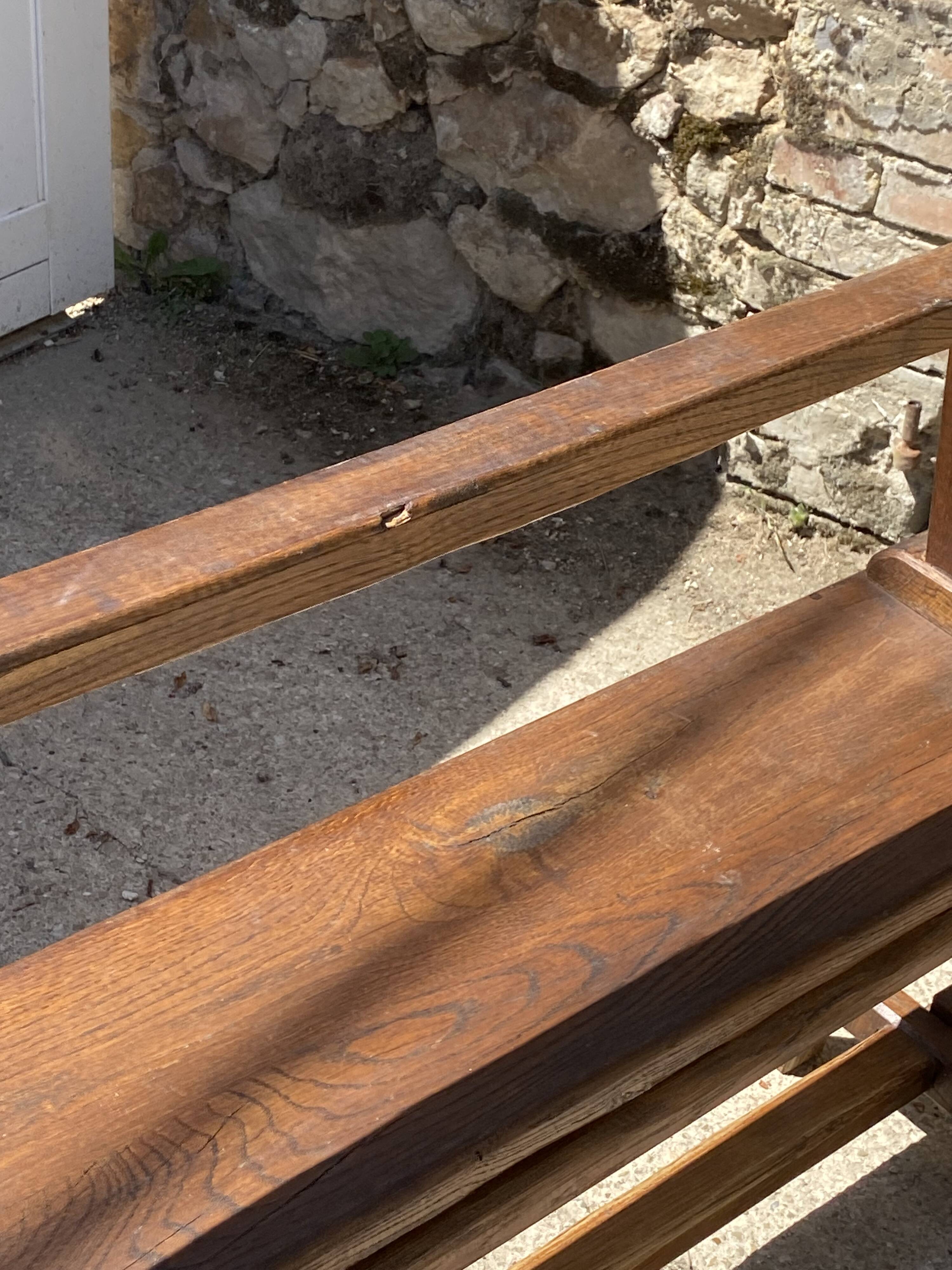 Solid oak farmhouse bench 140cm for rustic farmhouse table 1950